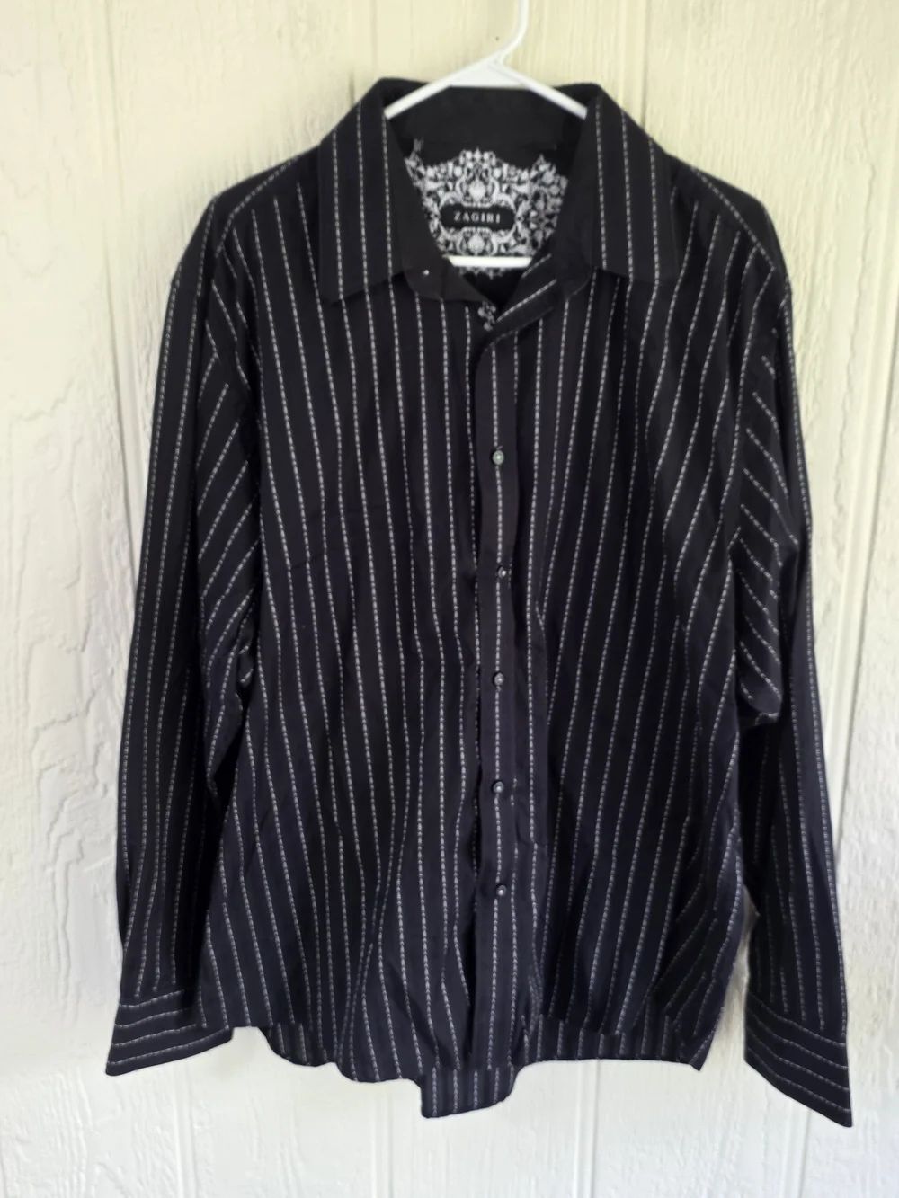 Zagiri Men’s Black Pinstripe Button-Down Shirt, Size 3XL